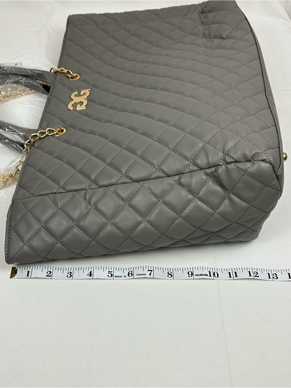 *NEW* Gilda Paris Large Quilted Tote Satchel Grey - Picture 14 of 15
